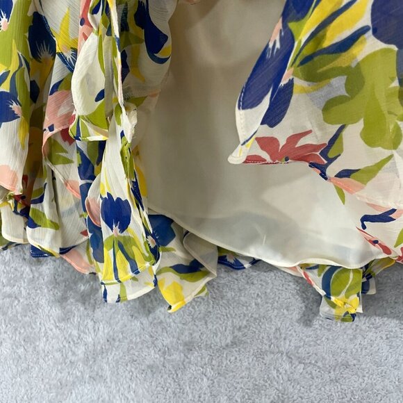 NEW Lauren Ralph Lauren Womens 14 Ruffled Floral Miniskirt Cream Multicolor - Picture 8 of 9